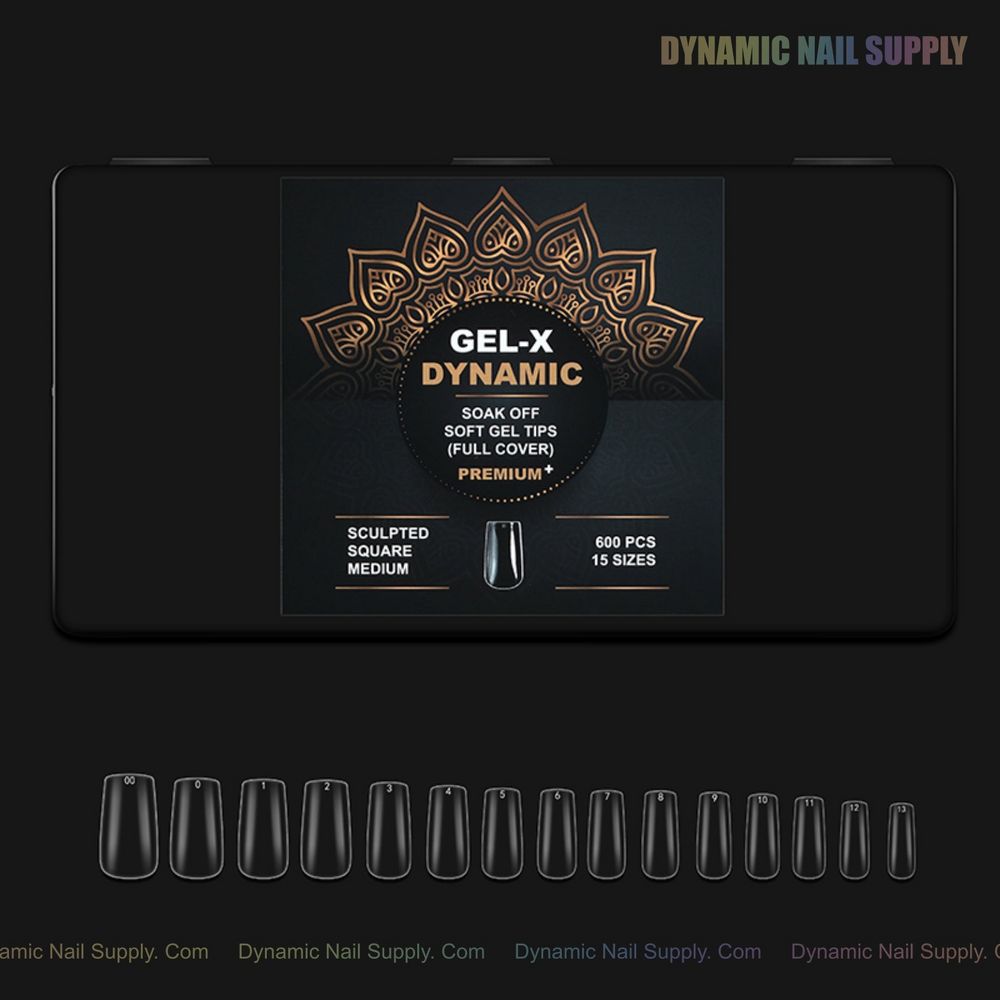 clear medium square Gel-X tips box - 11