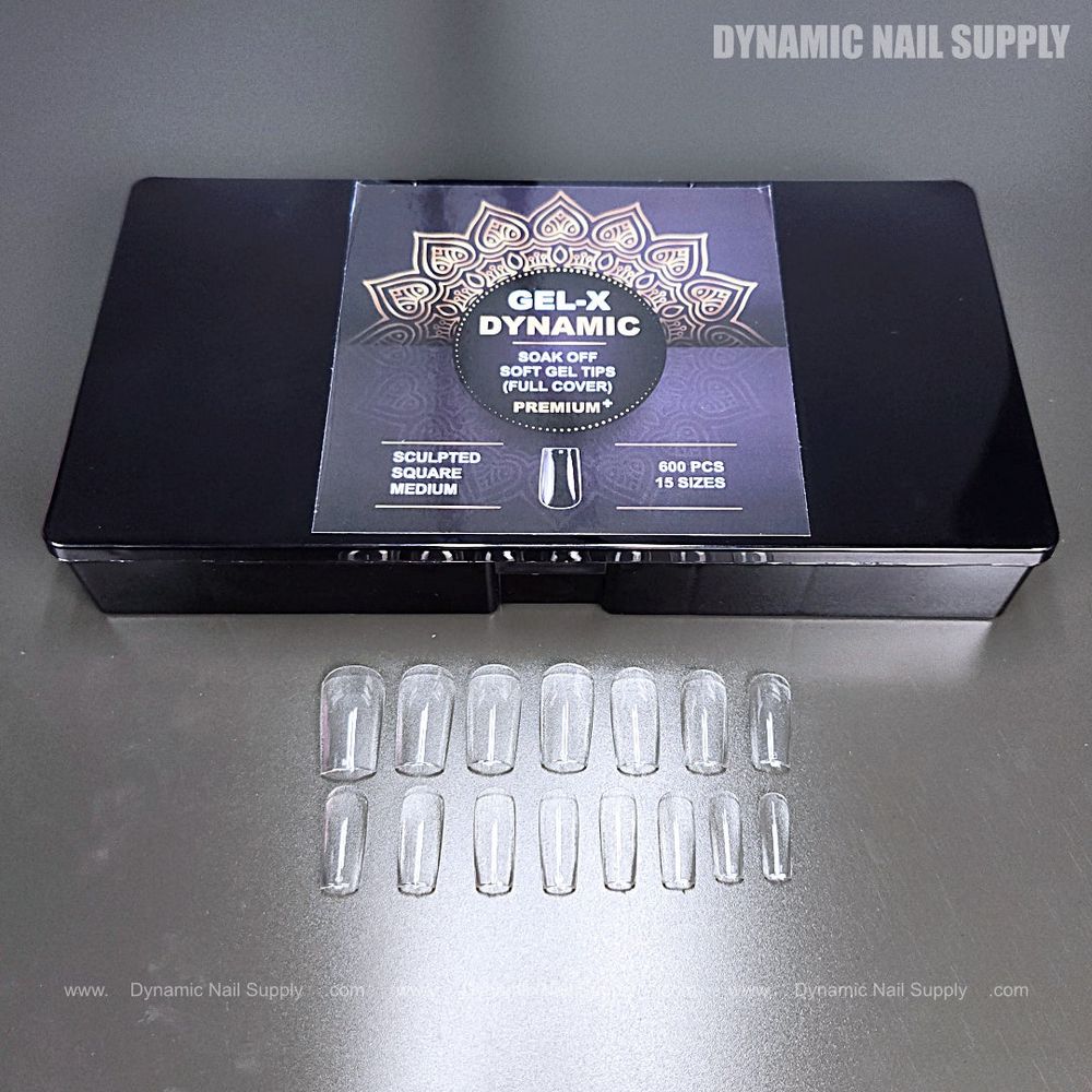 clear medium square Gel-X tips box - 3